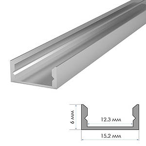 Алюмінієвий профіль для світлодіодних стрічок ПФ-18 накладної, 2м