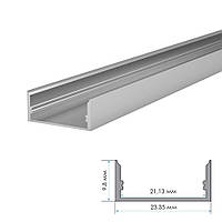 Алюминиевый профиль широкий анодированный для светодидных лент ПФ-25 накладной, 2м