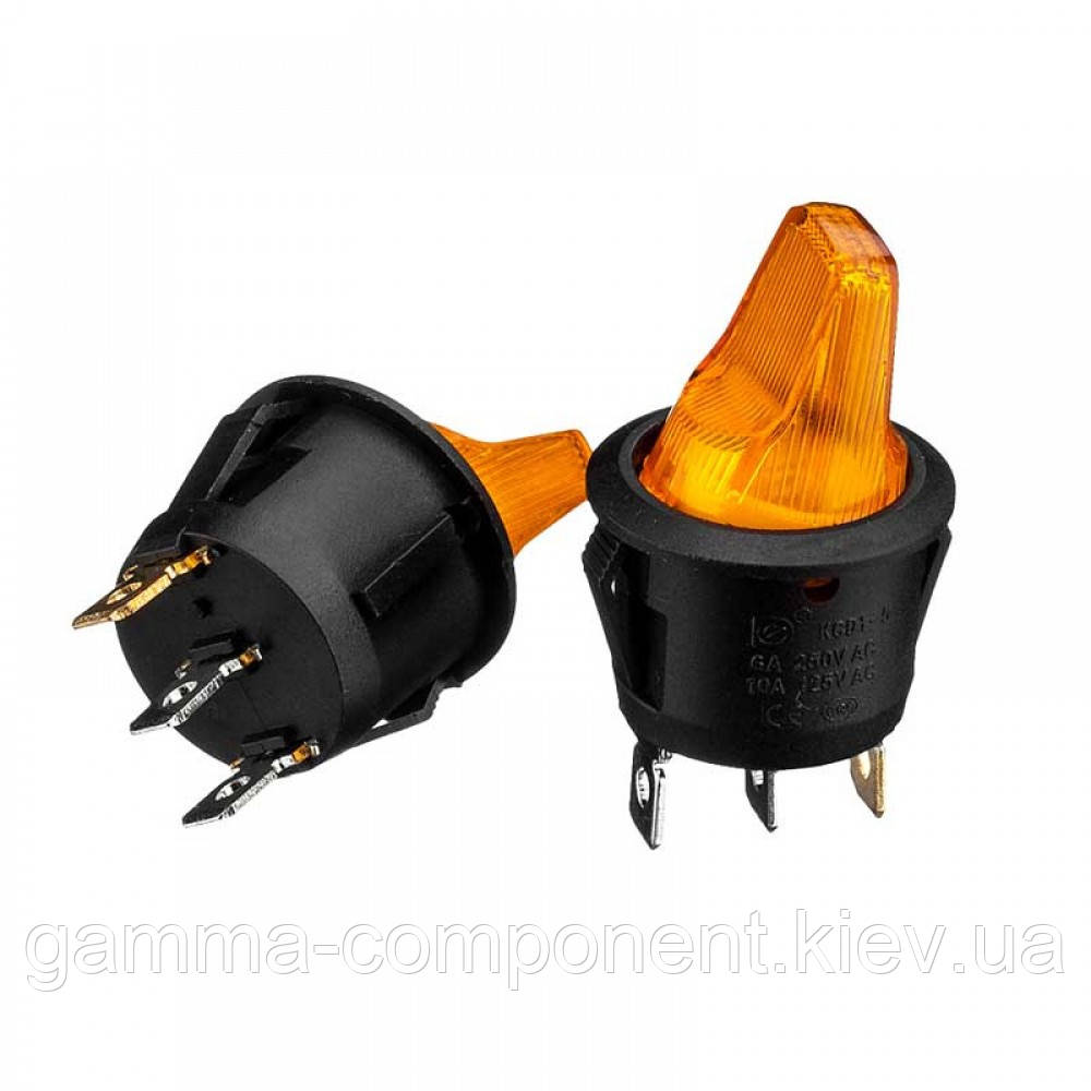 Перемикач KCD1-101N-7, ON-OFF, (4pin) 12V, жовтий