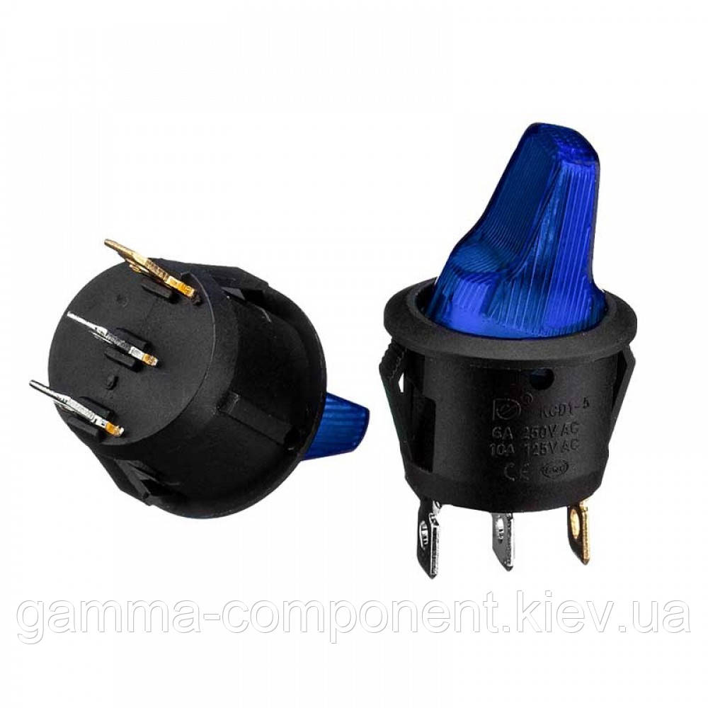 Перемикач KCD1-101N-7, ON-OFF, (4pin) 12V, синій