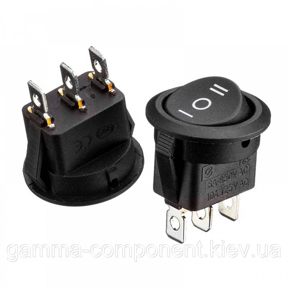 Перемикач KCD1-103-8, ON-OFF-ON, (3pin) чорний