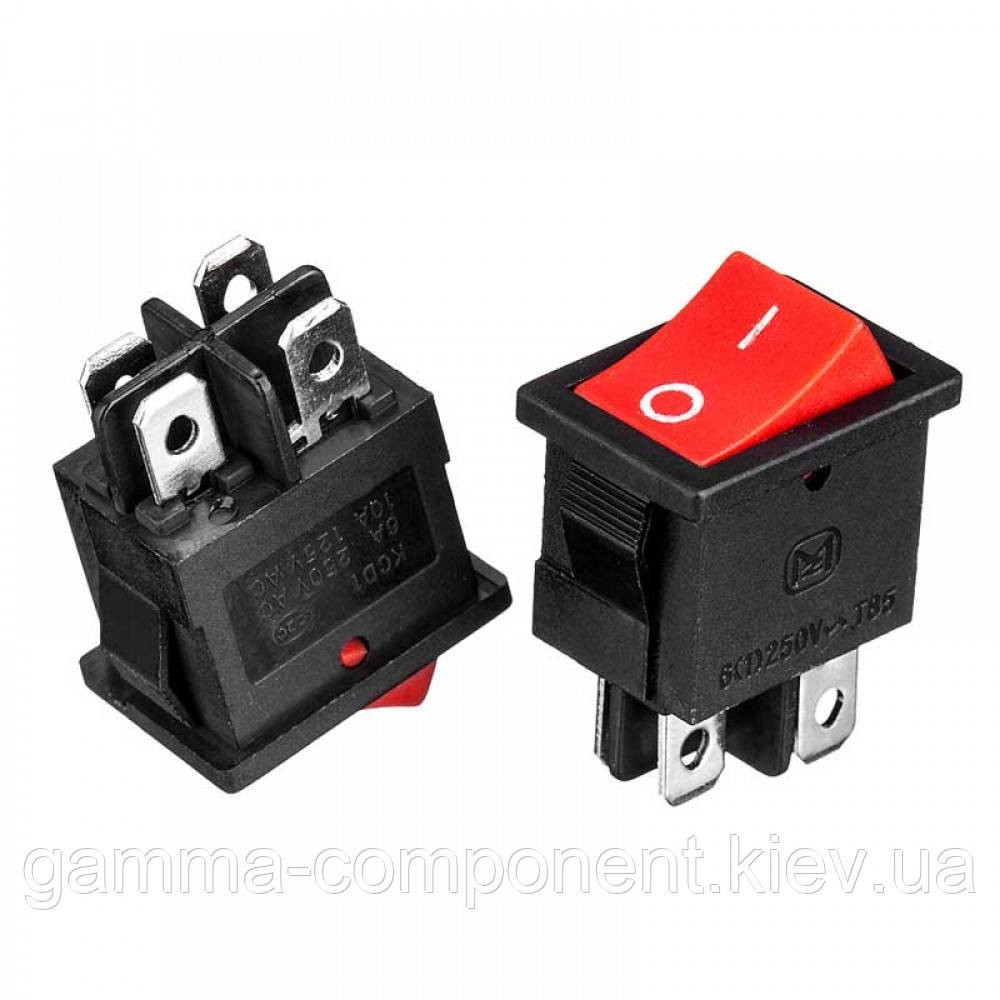 Перемикач KCD1-201N-4, ON-OFF, (4pin) червоний