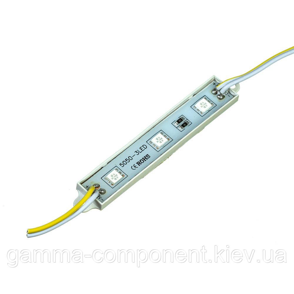 Світлодіодний модуль (кластер) SMD5050, 3led, 0.72 W, жовтий, 12В, IP65, фото 1