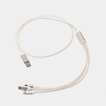 Кабель для зарядки з роз'ємом 3в1 Type-C, Micro-Usb і під iPhone довжиною 1.2 м Білий