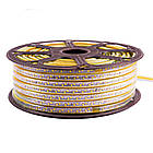 Світлодіодна стрічка 220В жовта smd 2835-120 лід/м 12Вт/м, герметична. Бухта 50 метрів., фото 2