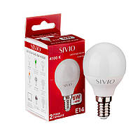 Светодиодная лампа SIVIO G45 6W, E14, 4100K, нейтральный белый