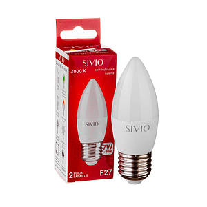 Світлодіодна лампа SIVIO C37 7W, E27. 3000K, теплий білий
