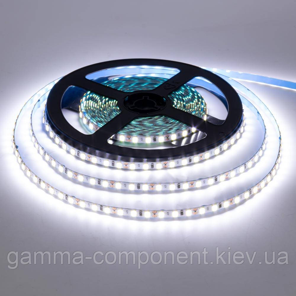 Світлодіодна стрічка 5mm холодна біла 12V AVT smd2835 120LED/м IP20, фото 1