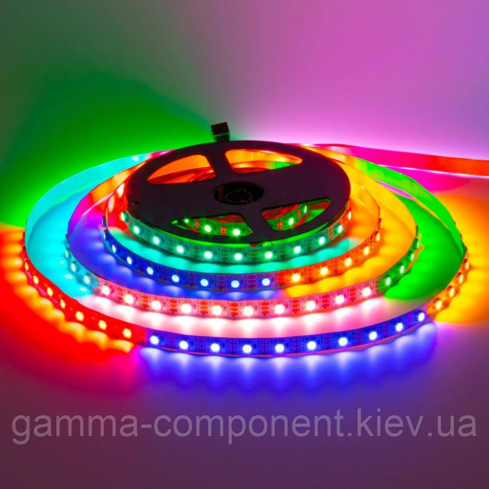 Адресна світлодіодна стрічка AVT PROFESSIONAL SMD 5050 WS2812B (60 LED/m), IP20, 5B. Бобіна 5 метрів.