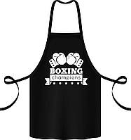 Фартук черный кухонный с оригинальным принтом "Boxing champions"