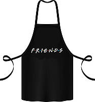 Фартук черный кухонный с оригинальным принтом "Friends"