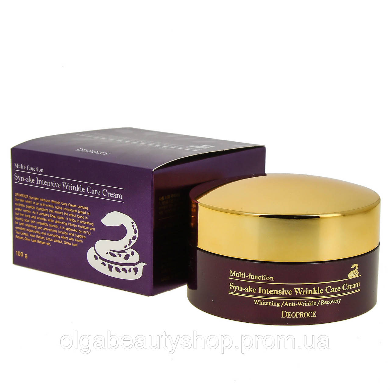 Крем для лица с пептидом змеинного яда Deoproce Syn-Ake Intensive Wrinkle Care Cream 100g - фото 1 - id-p1427886908