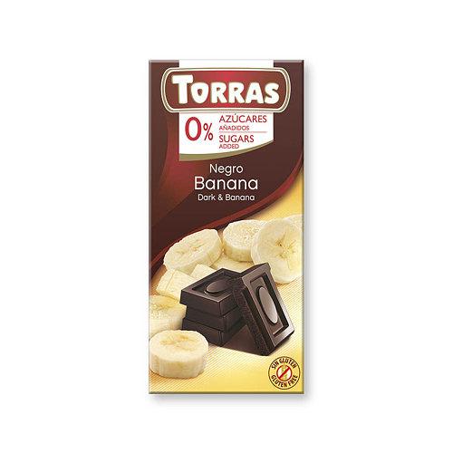 Шоколад чорний без цукру та глютену Torras з бананом 75 г