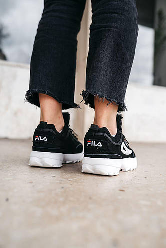 Женские кроссовки Fila Disruptor 2 черно-белые. Кроссы для женщин Фила ...