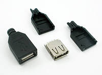 Гніздо USB розбірне на кабель для пайки