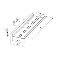 Din-рейка перфорована, оцинкована, 35х7,5х1000мм, (1 метр) товщина - 1 мм. Electro, фото 2