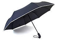 Черный автоматический зонт со светоотражающей полоской