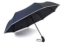 Чорна автоматична парасолька зі світловідбивною полоскою