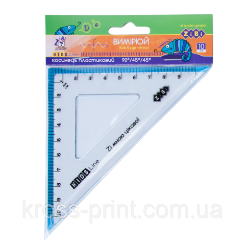 Косинець 100 мм, 90°/45°, з блакитною смужкою, блістер, KIDS Line, фото 1