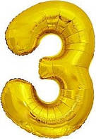 Шар цифра 3 золотая фольгированная "32" (76 см)