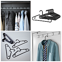 Набор универсальных вешалок для одежды 10 шт IKEA SPRUTTIG черные пластиковые плечики ИКЕА СПРУТТІГ