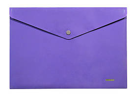 Папка-конверт на кнопці А4+ Norma 160мкм фактура глянець, фіолетова
