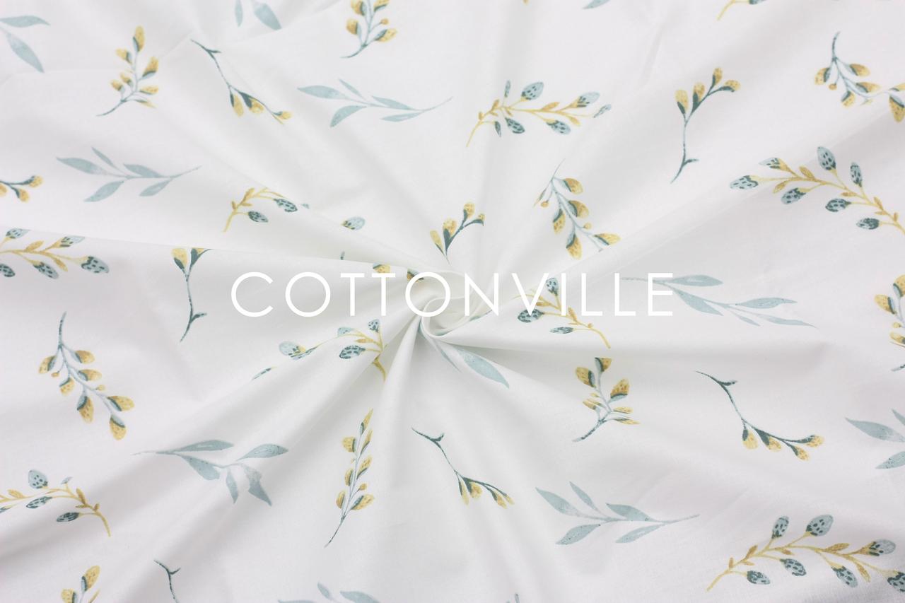 Ранфорс 240 см Гілочки гірчично-бірюзові, фото 1