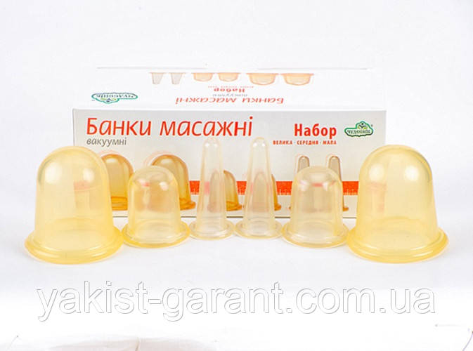 Набір вакуумних масажних банок, 6 предметів Чудесник, фото 1