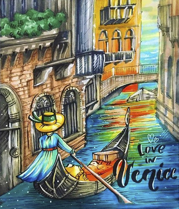 Набір для викладання алмазною мозаїкою LOVE IN VENICE DM-403