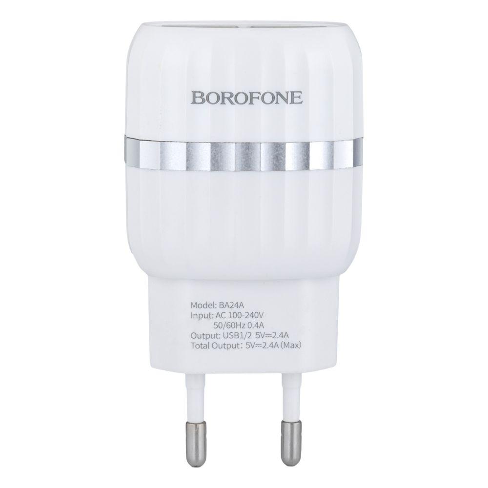 Мережевий Зарядний Пристрій Borofone BA24A Type-C 2USB 2.4A