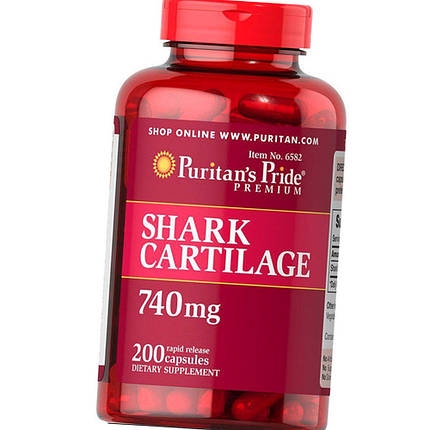 Для суглобів Puritan's Pride Shark Cartilage 740 mg 200 капс, фото 2