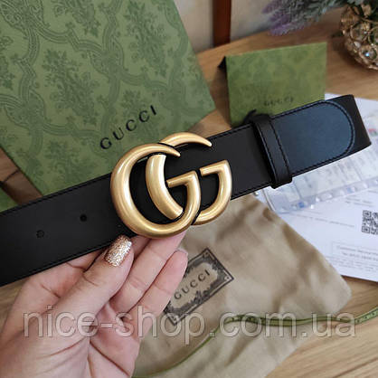 Ремінь Gucci шкіряний 3,8 см, преміум класу в коробці, фото 3