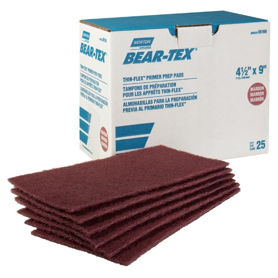 Скотч-брайт Norton BearTex Thin-Flex P320 в листах 100 x 200 мм червоний