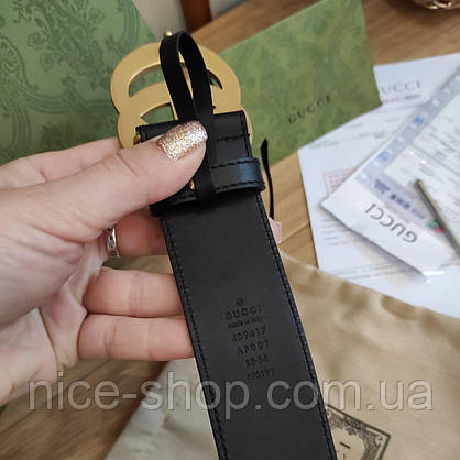 Ремінь Gucci шкіряний 3,8 см, преміум класу в коробці, фото 6