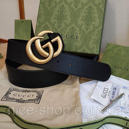 Ремінь Gucci шкіряний 3,8 см, преміум класу в коробці, фото 4