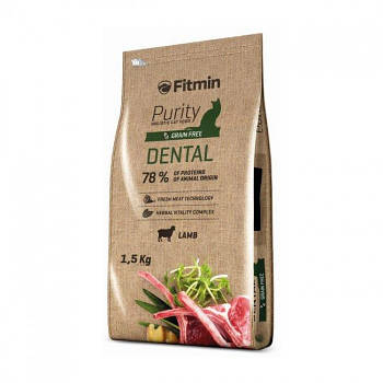 Сухий корм для запобігання зубному нальоту у котів з ягням Fitmin Purity Dental 1,5 кг