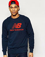 Мужская спортивная кофта (спортивный свитшот) New Balance (Нью Беленс), темно-синяя
