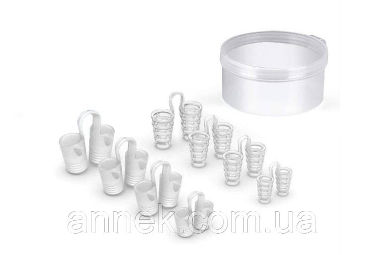 Антихрап кліпса від хропіння в ніс носовий розширювач від хропіння набір із 8 шт (циліндр + спіраль) у футлярі, фото 1