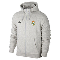 Мужская спортивная толстовка (кофта) Реал Мадрид- Адидас, Real Madrid, Adidas, серая