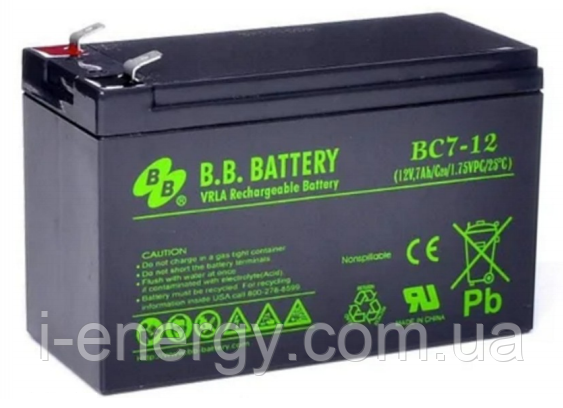 Акумулятор BB Battery BC7-12 12В 7Ач герметичний необслуговуваний (7 років)