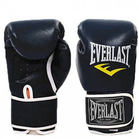 Рукавички боксерські для боксу 12 унцій на липучці Everlast шкіра PU (BO-3987) Чорний