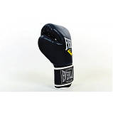 Рукавички боксерські для боксу 12 унцій на липучці Everlast шкіра PU (BO-3987) Чорний, фото 2