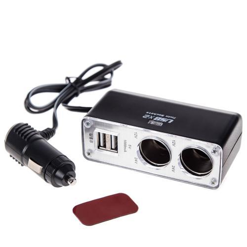 Розгалужувач прикурювача PULSO 2 виходи + 2 USB (1000 mA)/запобігання. (WF-0030) (WF-0030)