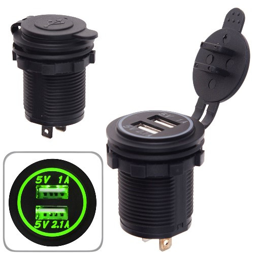 Автомобільний врізний зарядний пристрій 2 USB 12-24 V врізний у планку