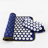 Масажний килимок Аплікатор Кузнєцова + валик масажер для спини/шиї/ніг/стоп OSPORT Lite ECO 80 (apl-027) Синьо-білий, фото 5