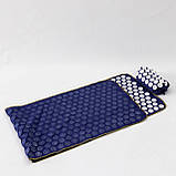 Масажний килимок Аплікатор Кузнєцова + валик масажер для спини/шиї/ніг/стоп OSPORT Lite ECO 145 (apl-028) Синьо-білий, фото 5