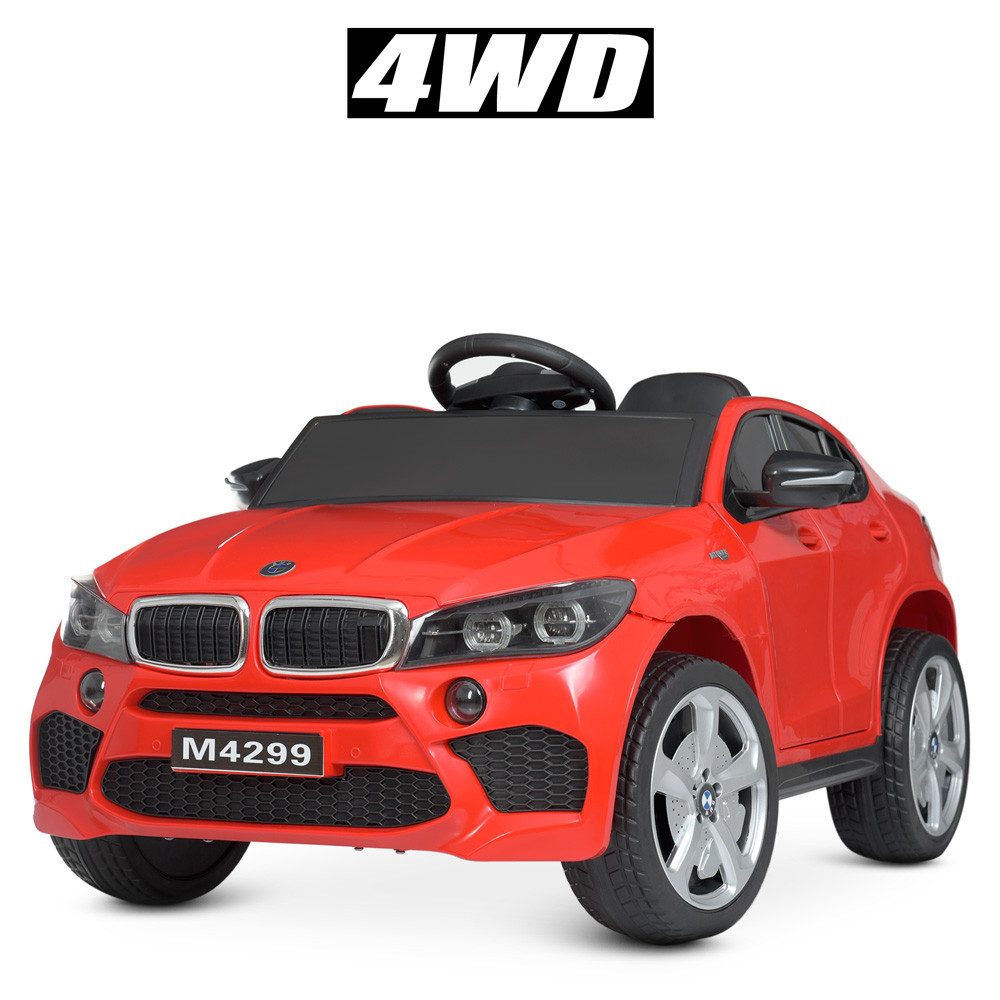 Дитячий електромобіль BMW (4 мотори по 45W, MP3, USB) Джип Bambi M 4299EBLR-3 Червоний