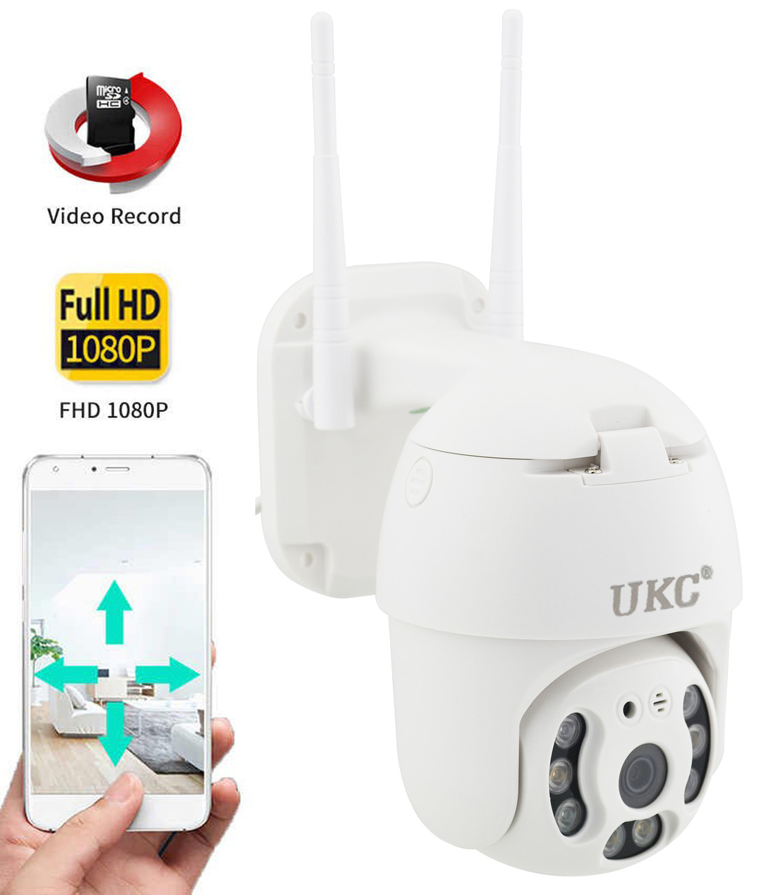 Поворотна вулична IP камера відеоспостереження N3 WiFi 2 mp 360° (6913), фото 1