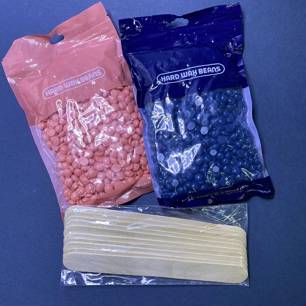 Набір для депіляції віск гранули 2шт по 100гр + шпателі дерев'яні 10 шт