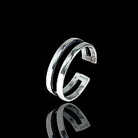 Серебряное безразмерное кольцо, две полоски, минимальный размер 16